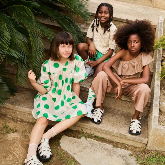 Molo Girls Green Polka Dot Dress Size 7/8 NWT Organic Viscose - Picture 2 of 10